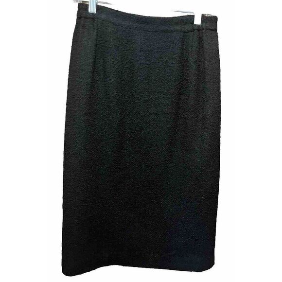 Vintage Howard Wolf Skirt Size 10 Black Straight Textured Worsted Wool Rayon - Picture 1 of 5